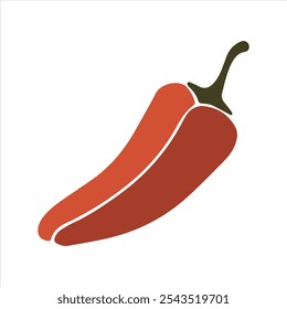 Flat Vector Whole Fresh Hot Chili Pepper Design Template Closeup Isolated. Spicy Chili Hot or Bell Pepper, Front View. Vector Illustration