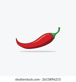 Flat Vector Whole Fresh Hot Chili Pepper Design Template Closeup Isolated. Spicy Chili Hot or Bell Pepper, Front View. Vector Illustration
