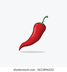 Flat Vector Whole Fresh Hot Chili Pepper Design Template Closeup Isolated. Spicy Chili Hot or Bell Pepper, Front View. Vector Illustration