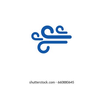 Flat vector wind waves storm illustration