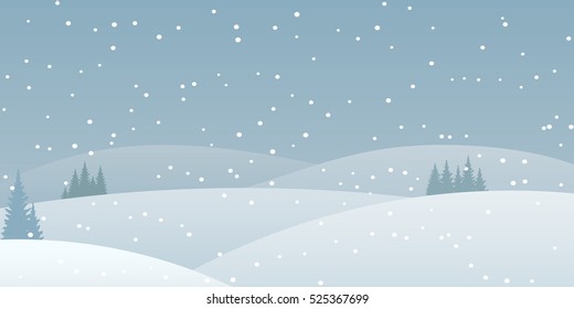 Flat vector winter landscape. 