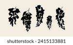 Flat vector wisteria flower collection