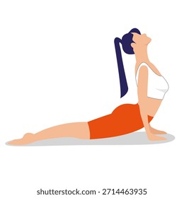 Flat Vector Woman Doing Cobra Yoga Pose