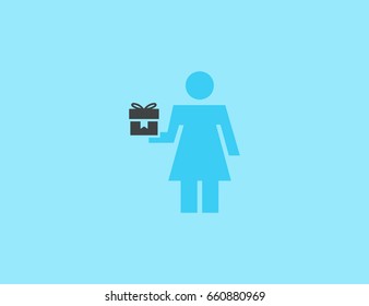 Flat vector woman gift giving illustration