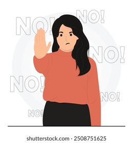 Flat vector woman man saying no stop concept illustration
