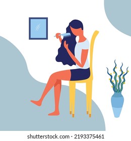 Pintura de ilustración de FLAT Vector WOMEN COMB