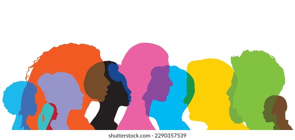 Flat vector women and men face profiles 