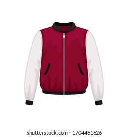 Flat Vector Women's Bomber Jacket In A Sporty Style. Women's Clothing.