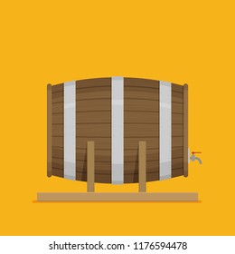 Flat vector Wooden barrel icon