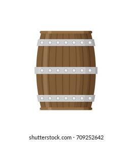 Flat vector Wooden barrel icon