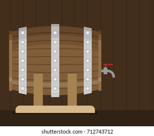 Flat vector Wooden barrel icon