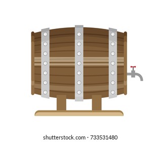 Flat vector Wooden barrel icon
