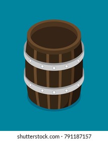 Flat vector Wooden barrel icon