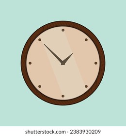 Flat Vector Wooden Clock Illustration Vector Icon