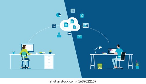 flat vector work from home workplace concept and business smart working online connect anywhere  concept