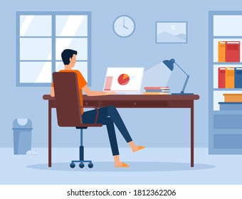 flat vector work from home workplace concept and business 
smart working online connect anywhere concept