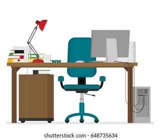 Flat vector working place