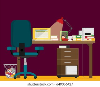 Flat vector working place
