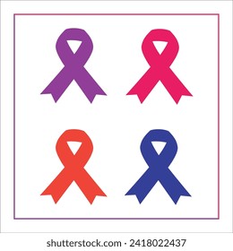 Flat-Vector-Welt-Krebs-Sensibilisierungsband-Sammlung, Krebsbewusstsein