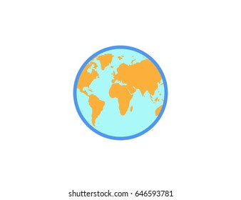 Flat vector world map globe icon