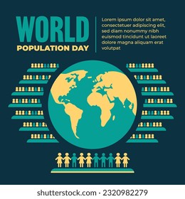 flat vector world population day social media post design template