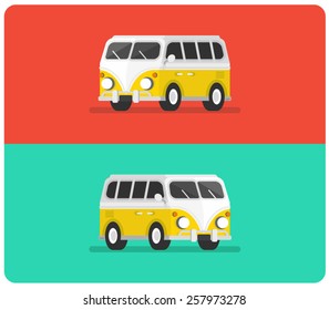 Flat Vector Yellow Bus