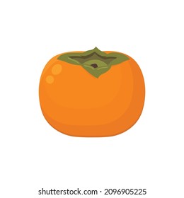 Flat vector of Yellow persimmon tomato fruit isolated on white background. Flat illustration graphic icon
