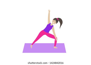 Flat vector yoga. The girl on the mat.
