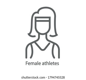 Flat vector young athlete. Front view female athlete icon. Pixel Perfect. For Mobile and Web.