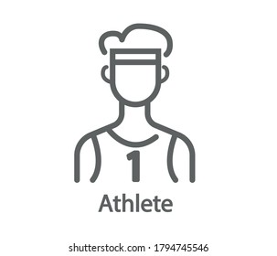 Flat vector young athlete. Front view male athlete icon. Pixel Perfect. For Mobile and Web.
