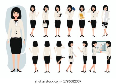 flat vector Young female character wearing a white coat to work and can be styled in any style at will