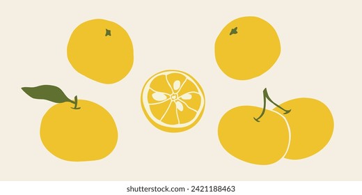 Flat vector yuzu fruits collection