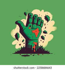 Flat Vector of the zombie hand illustration vector