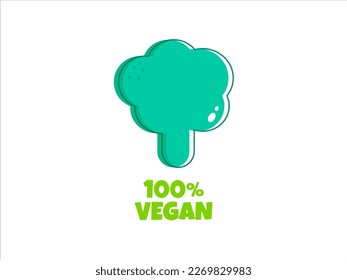 Flat vegan broccoli. Healthy vegan food. Healthy diet. Vegetarian food. Vegan menu. Healthy nutrition garden food. Vector illustration