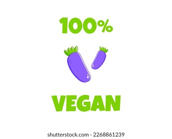 Flat vegan eggplant. Healthy vegan food. Healthy diet. Vegetarian food. Vegan menu. Healthy nutrition garden food. Vector illustration