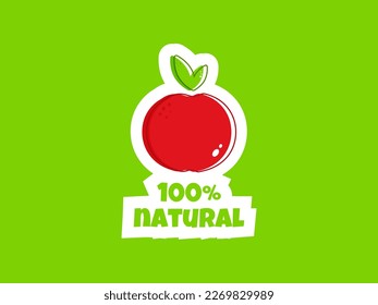 Flat vegan red apple. Healthy vegan food. Healthy diet. Vegetarian food. Vegan menu. Healthy nutrition garden food. Vector illustration