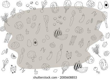 flat vegetable frame illustration vector