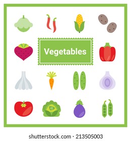 Flat vegetable icons set. Perfect for web and mobile applications
