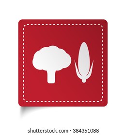 Flat Vegetables icon on red sticker