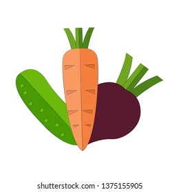 Flat vegetables illustration isolated on white background for web and mobile.Vector-Illustration. 