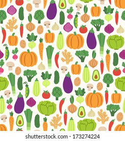 Flat vegetables seamless pattern