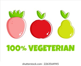 Flat vegeterian. Healthy vegan food. Healthy diet. Vegetarian food. Vegan menu. Healthy nutrition garden food. Vector illustration