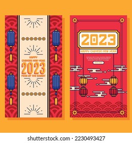 flat vertical banner chinese new year background