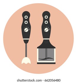 Flat vertical blender icon, monochrome kitchen mixer symbol