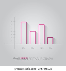 flat vertical graphs with long shadow effect / simple infographics graph