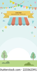 Flat vertical illustration of carnival, circus, fun fair or amusement park have blank space template.