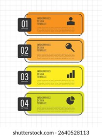 Flat vertical infographic design with icons. Four steps or processes for presentation slides