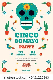 Flat vertical poster template for cinco de mayo