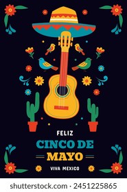 Flat vertical poster template for cinco de mayo celebration