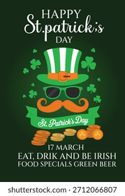 Plantilla de cartel de Vertical plana para una feliz celebración del Día de San Patricio